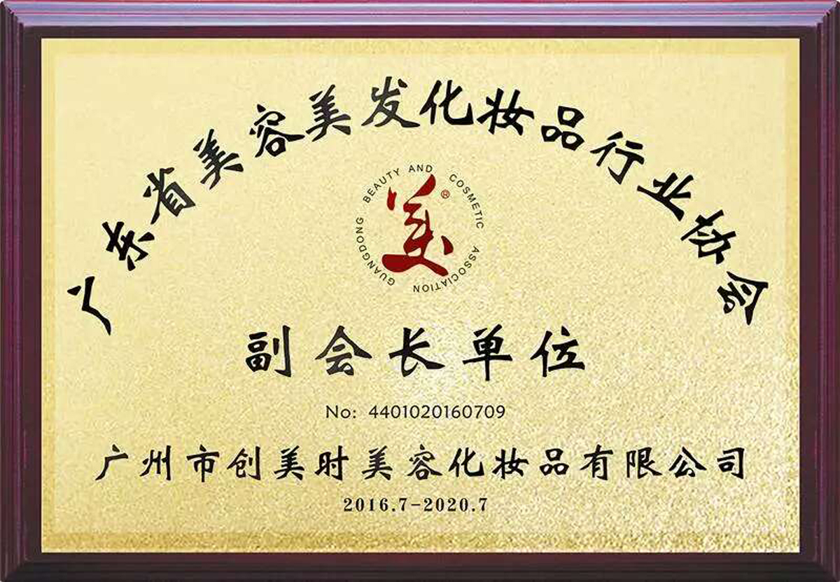2016广东省美容美发化妆品行业协会副会长单位奖牌